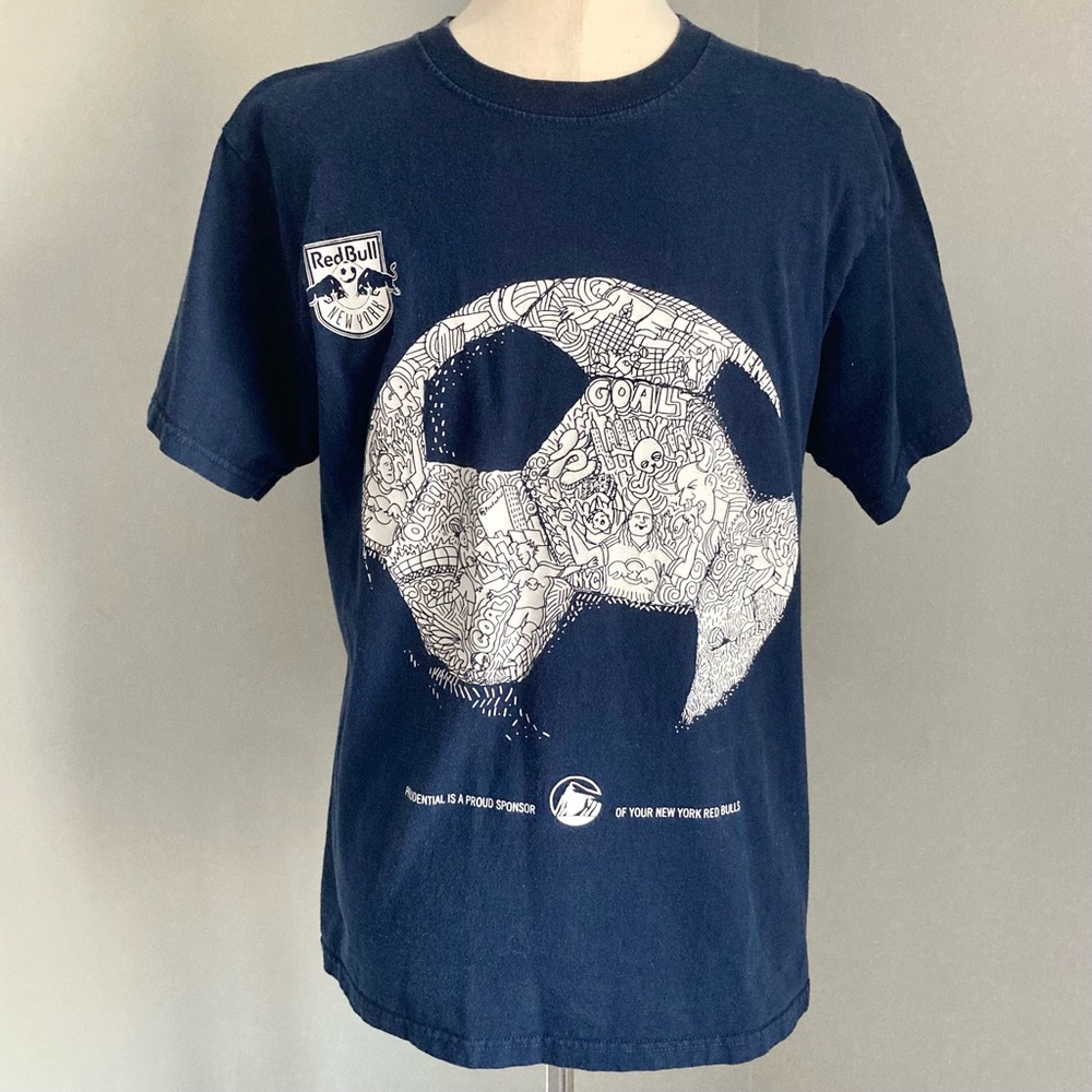 Jerzees RedBull NY Navy Blue Soccer Graphic Tee M